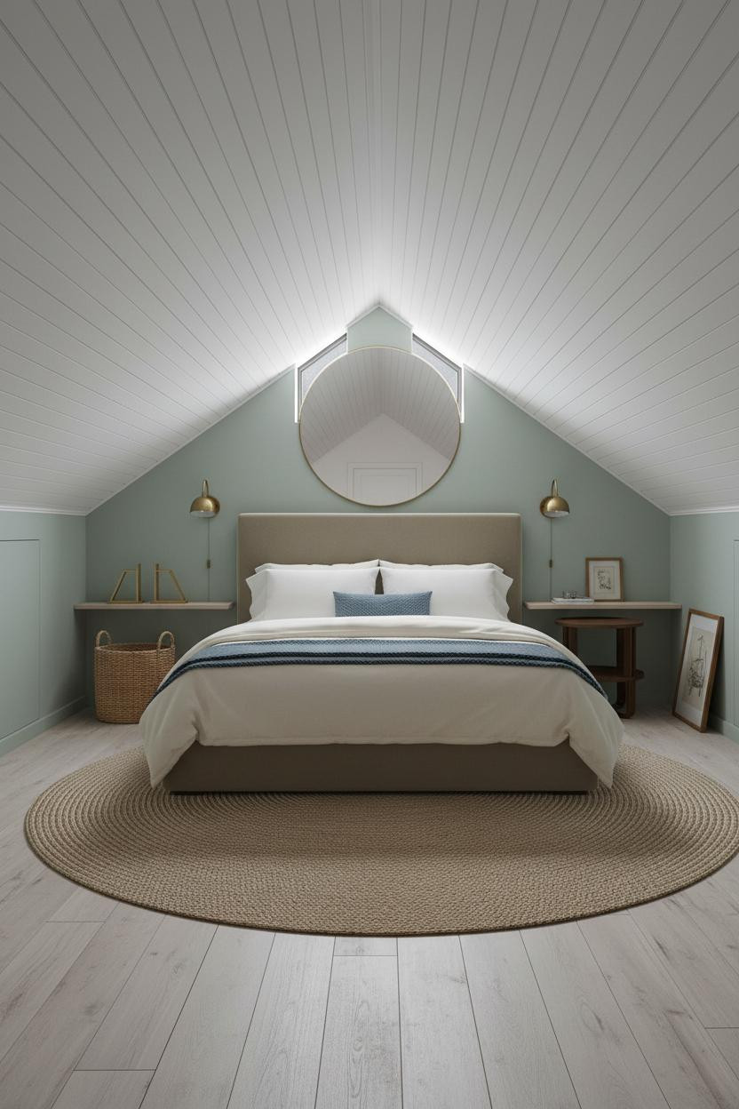 Attic Bedroom Slanted Ceiling Coastal Modern