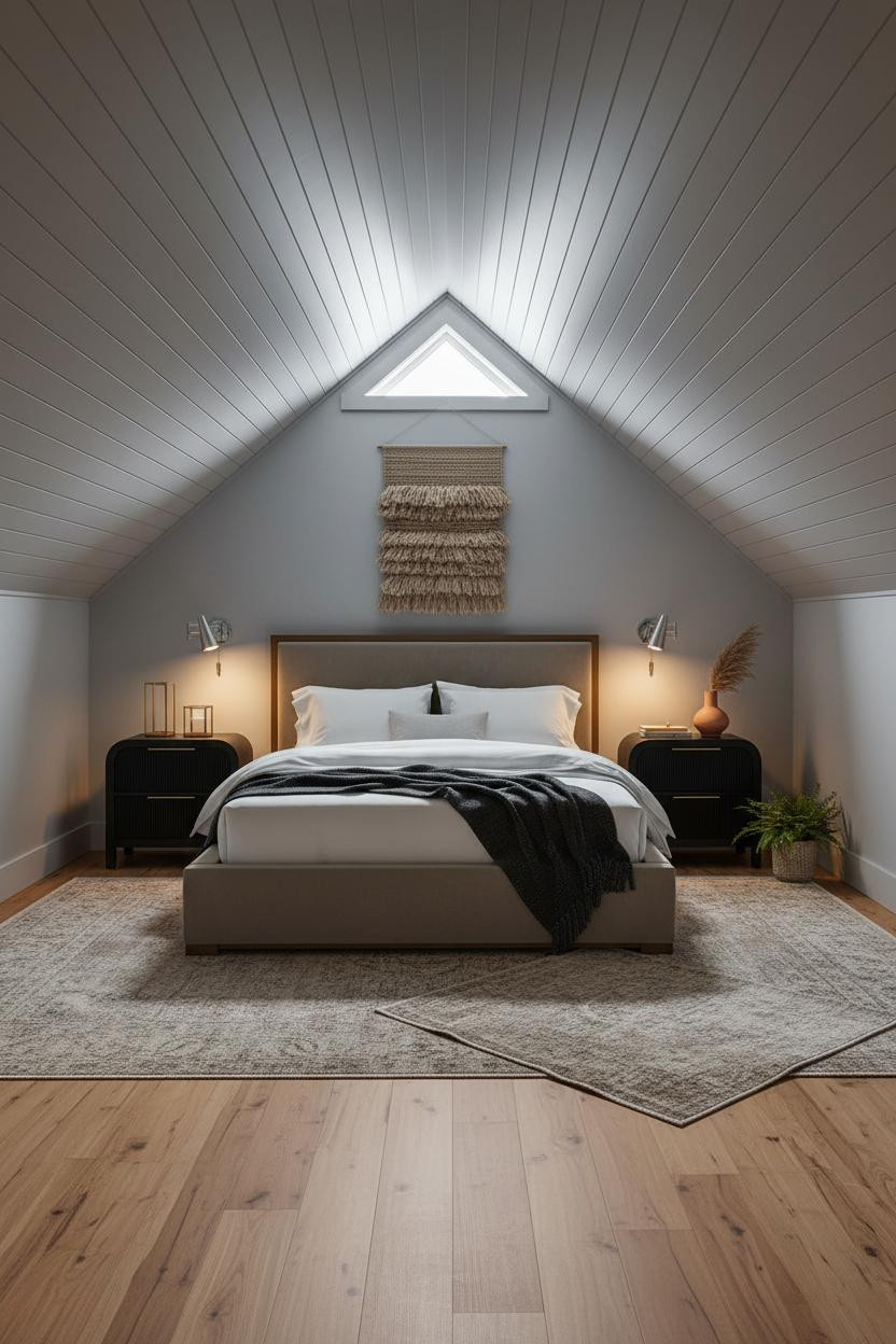 Attic Bedroom Slanted Ceiling Shiplap