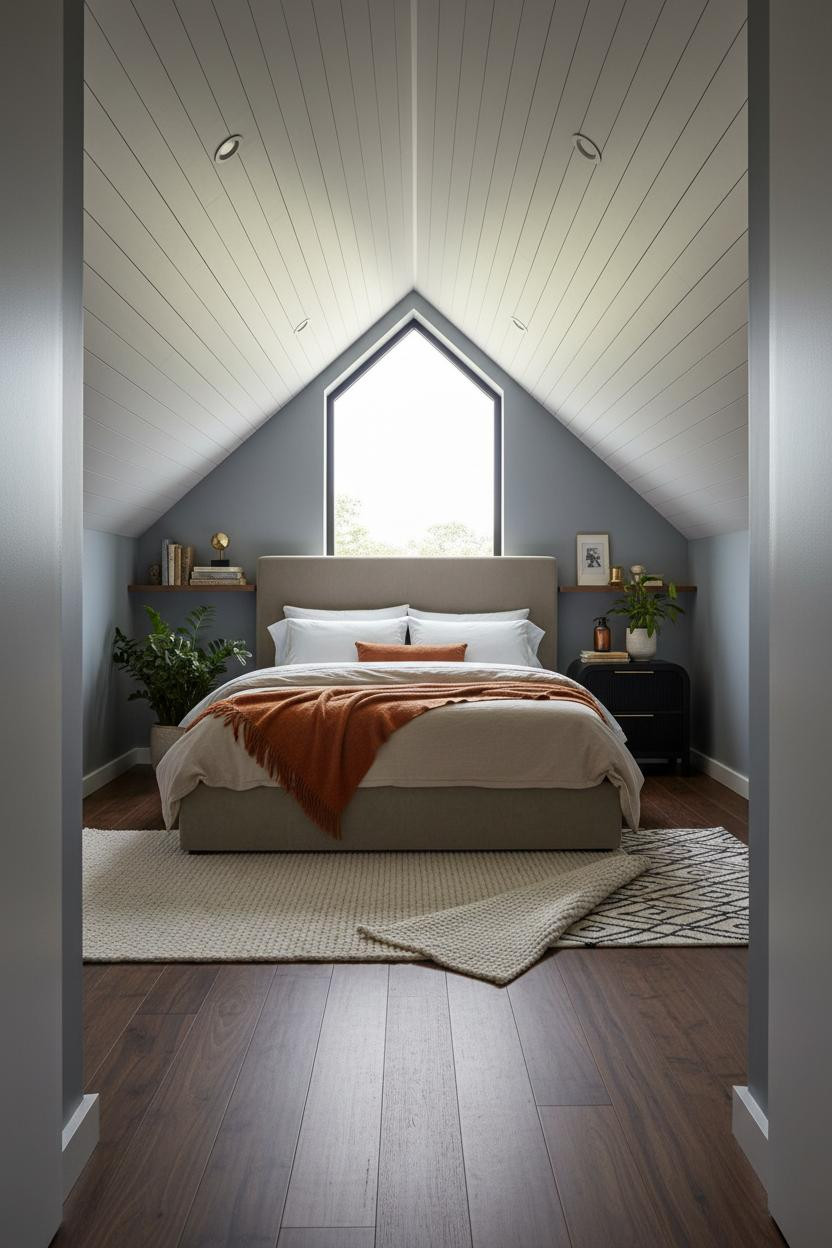 Attic Bedroom Sloped Ceiling Gable Window