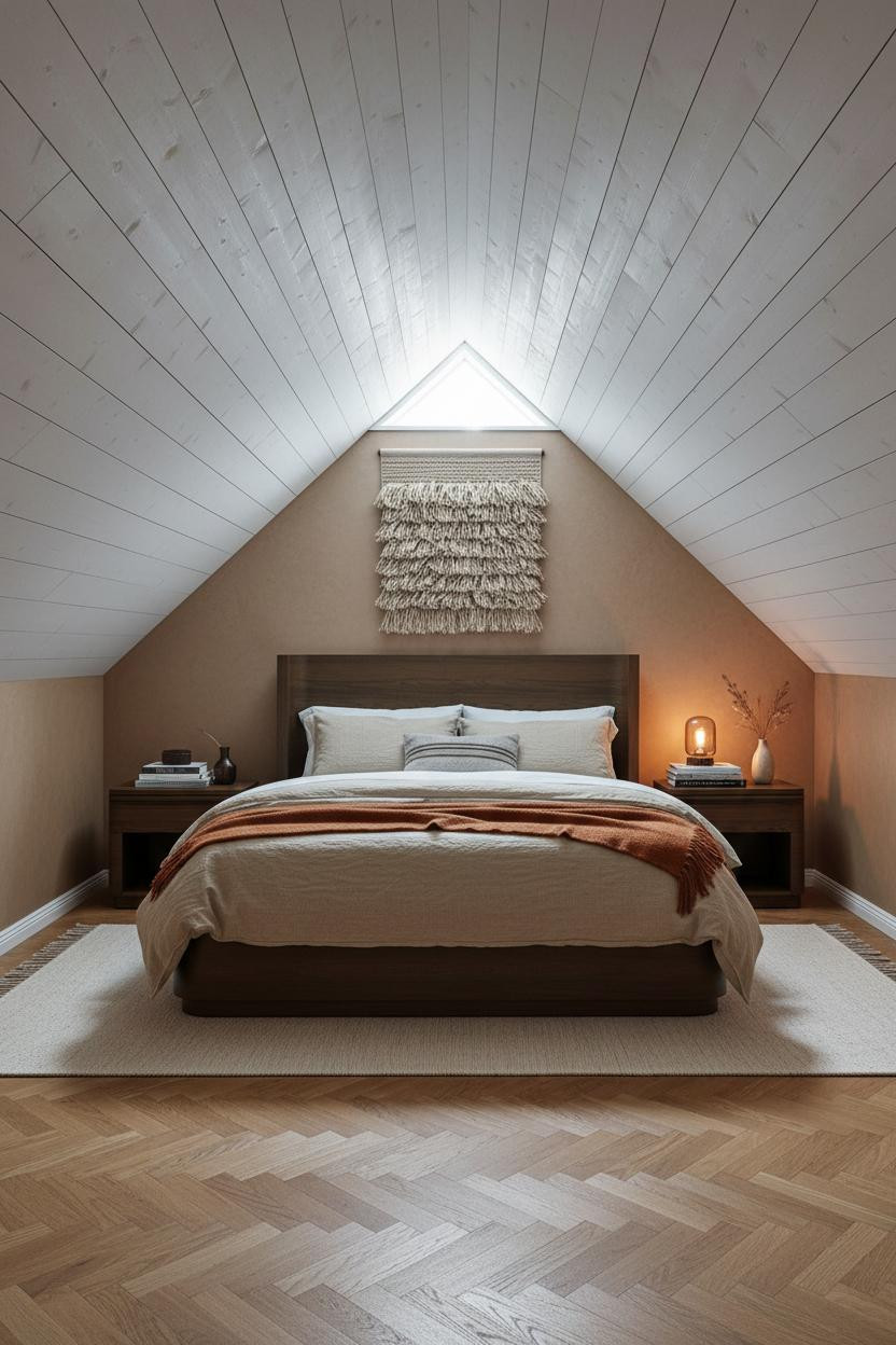 Attic Bedroom Sloped Ceiling White Shiplap