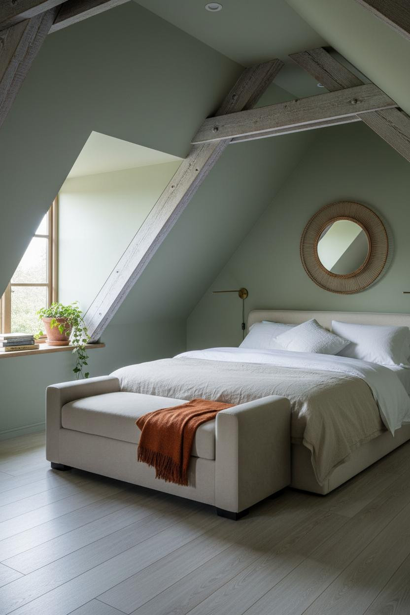 Attic Guest Room Exposed Beams Dormer