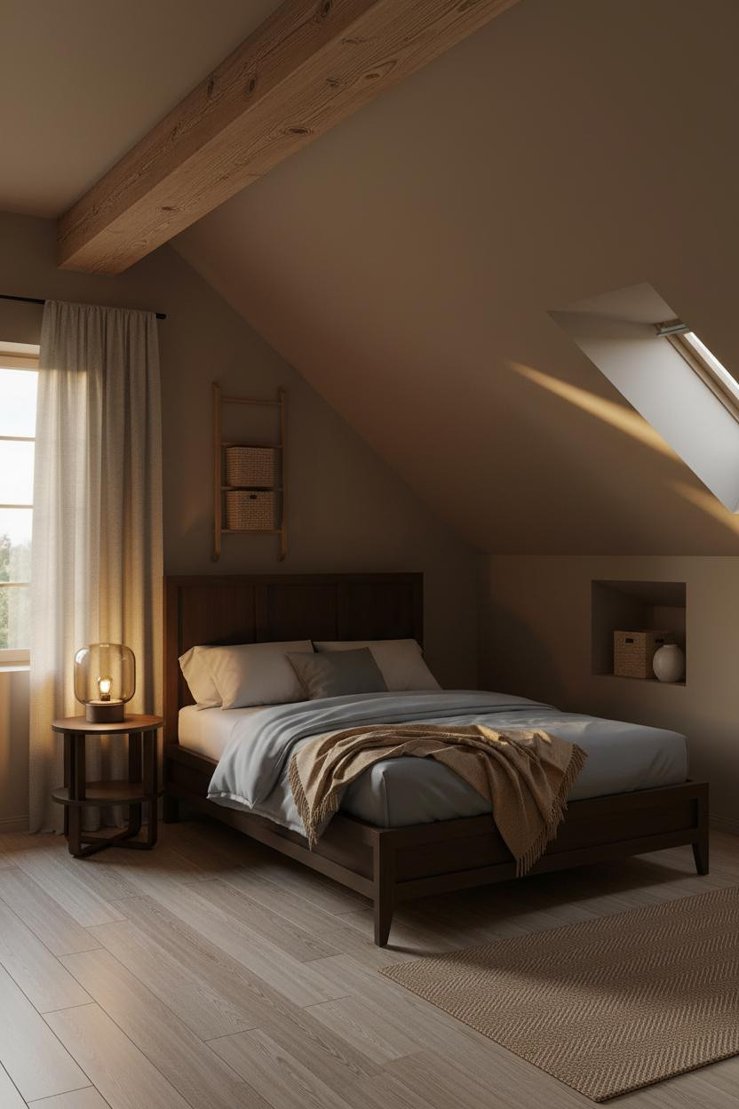 Attic Guest Room Japandi Low Ceiling