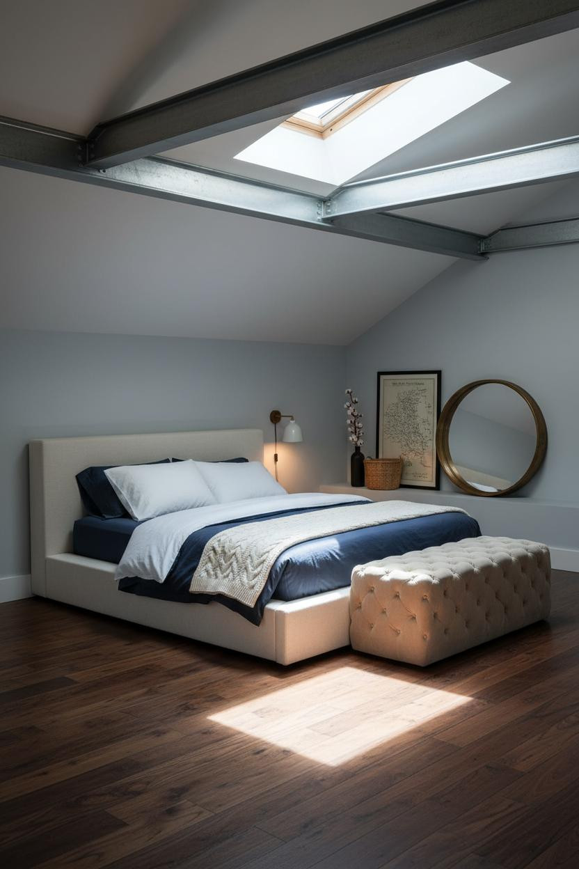 Attic Guest Room Skylight Modern Coastal