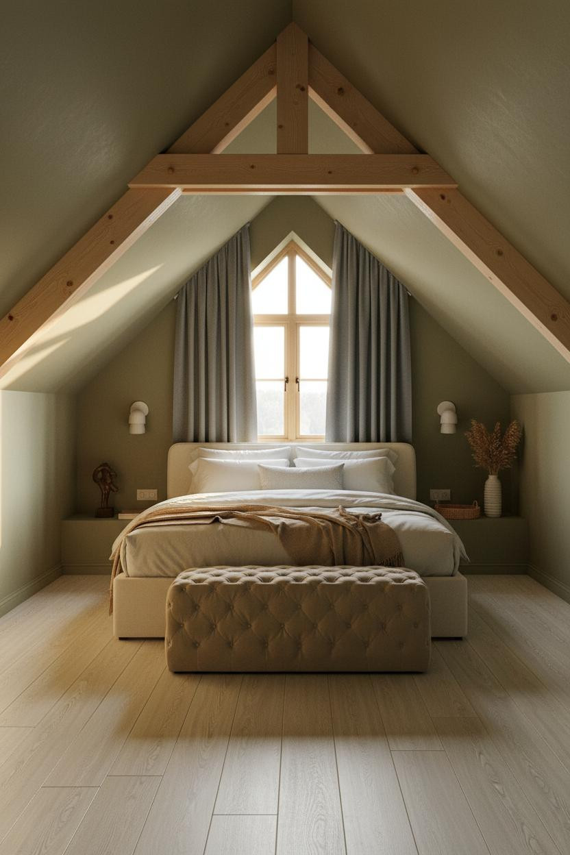 Attic Guest Room Sloped Ceiling Modern