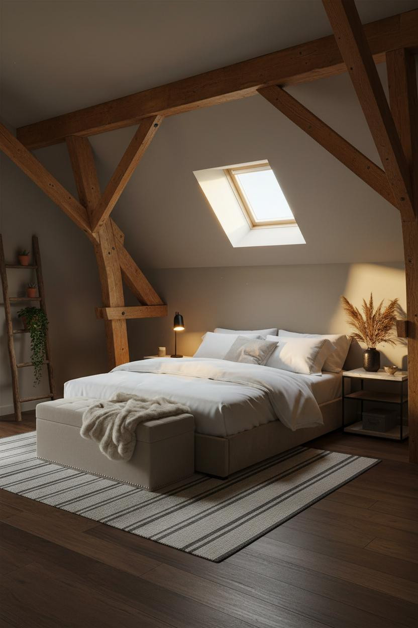 Attic Loft Bedroom Low Ceiling Japandi Sloped