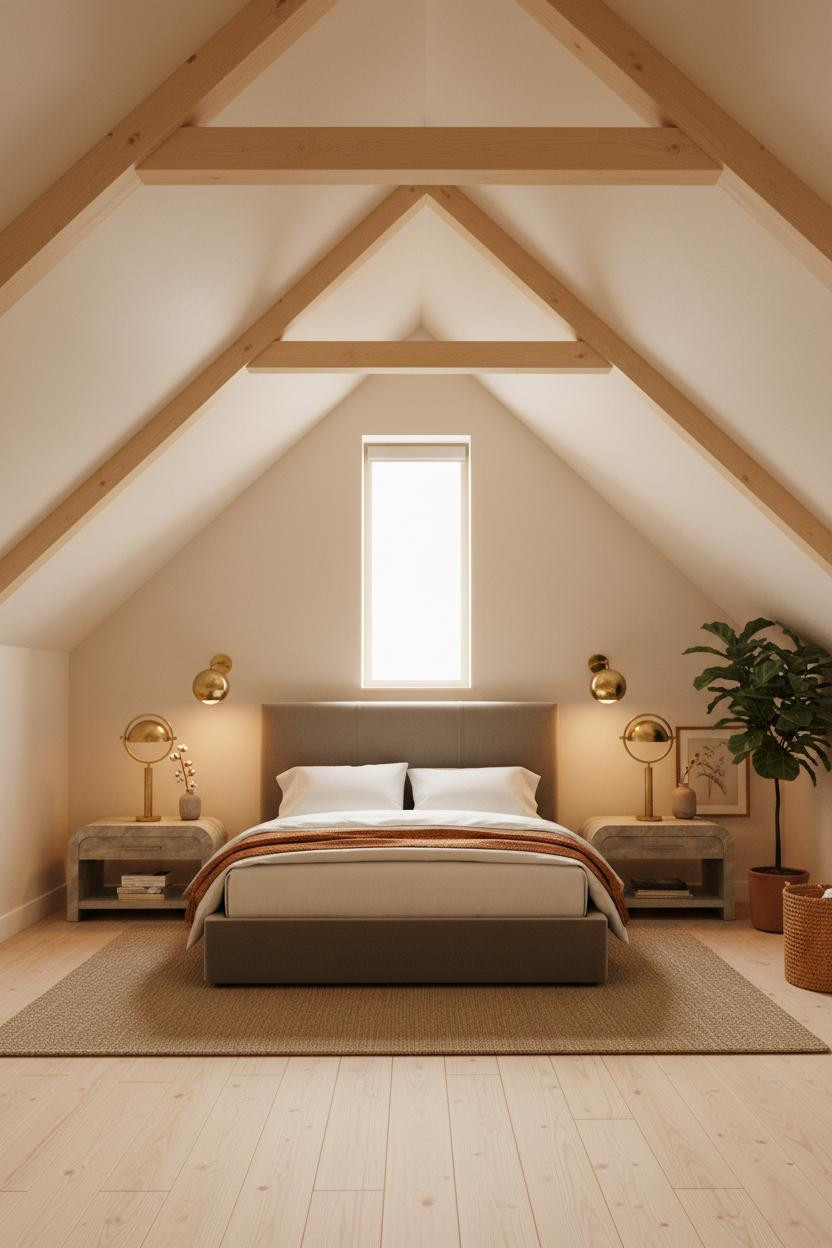 Attic Loft Bedroom Sloped Ceiling Botanical