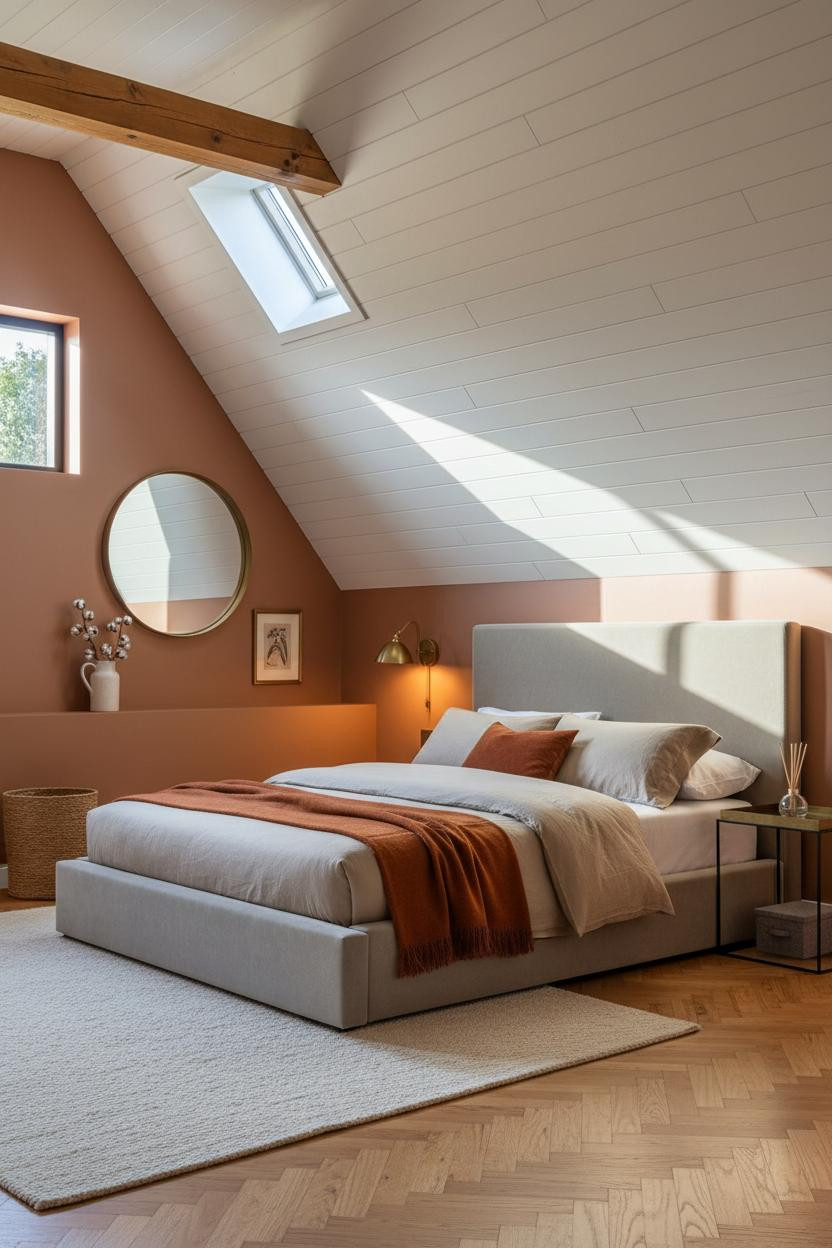 Attic Loft Bedroom Sloped Ceiling Design Rustic Refined