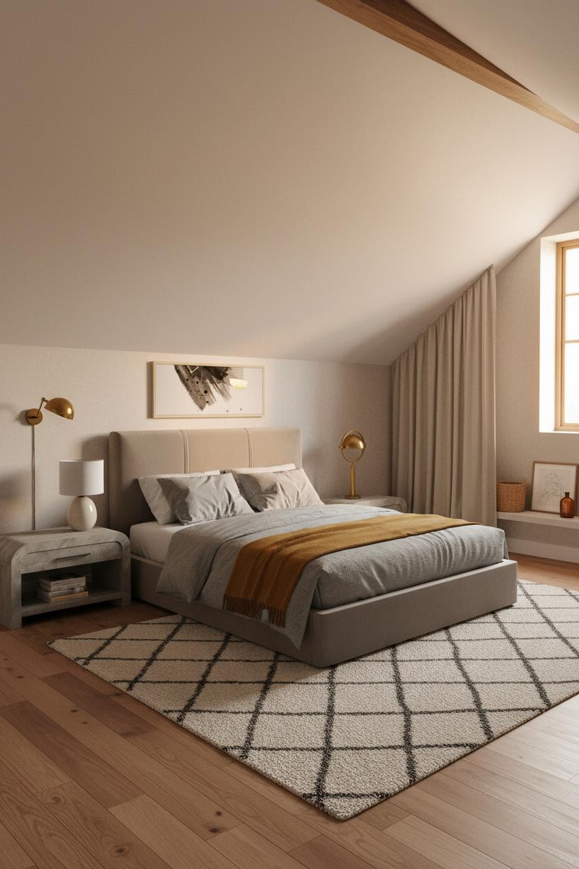 Attic Loft Bedroom Low Ceiling Sloped Warm Light