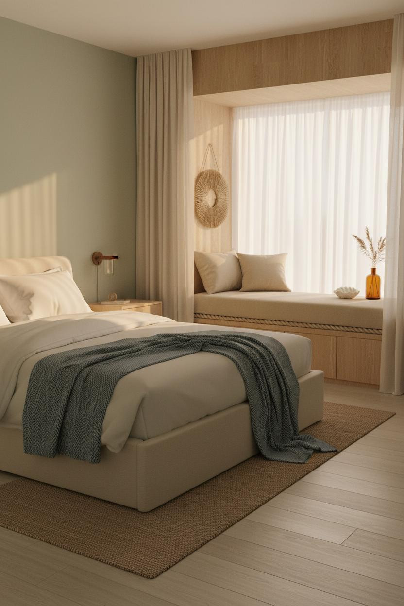 Beachy Teen Bedroom Coastal Window Seat Design