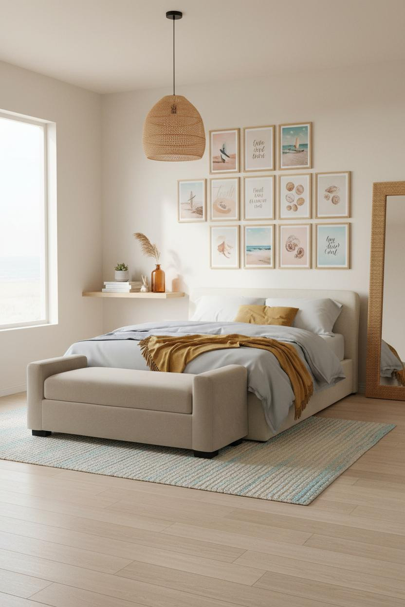 Beachy Teen Bedroom Gallery Wall Coastal