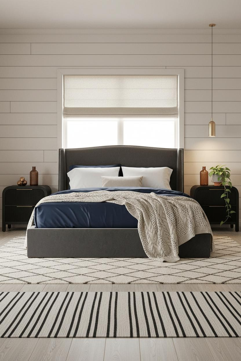 Black Bed Frame Coastal Modern Bedroom
