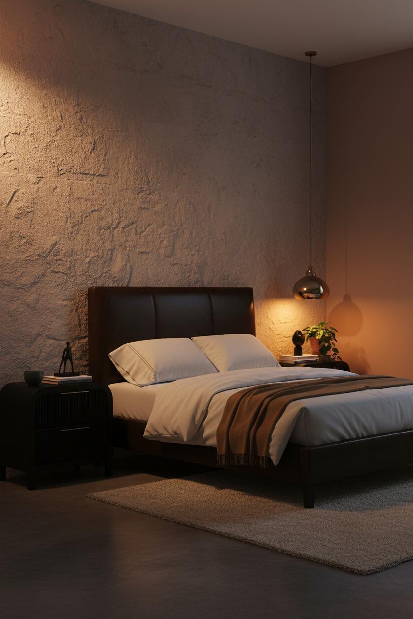 Black Bed Frame Industrial Bedroom Design