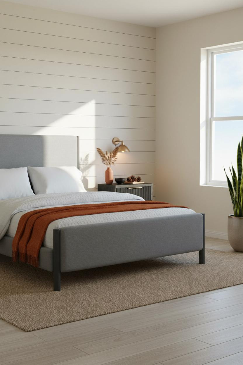 Black Bedframe Scandi Farmhouse Shiplap