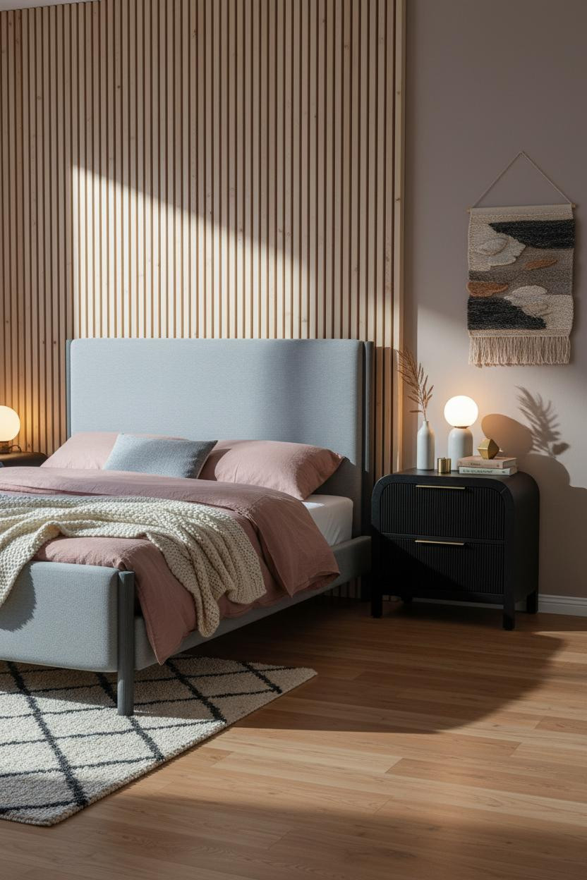 Black Bedframe Scandi Modern Bedroom