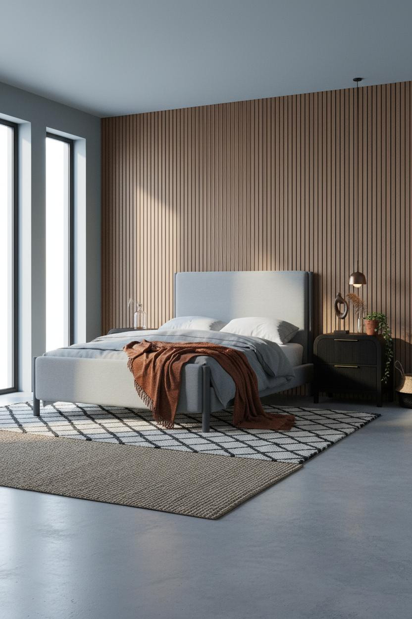 Black Bedframe Scandi Walnut Bedroom