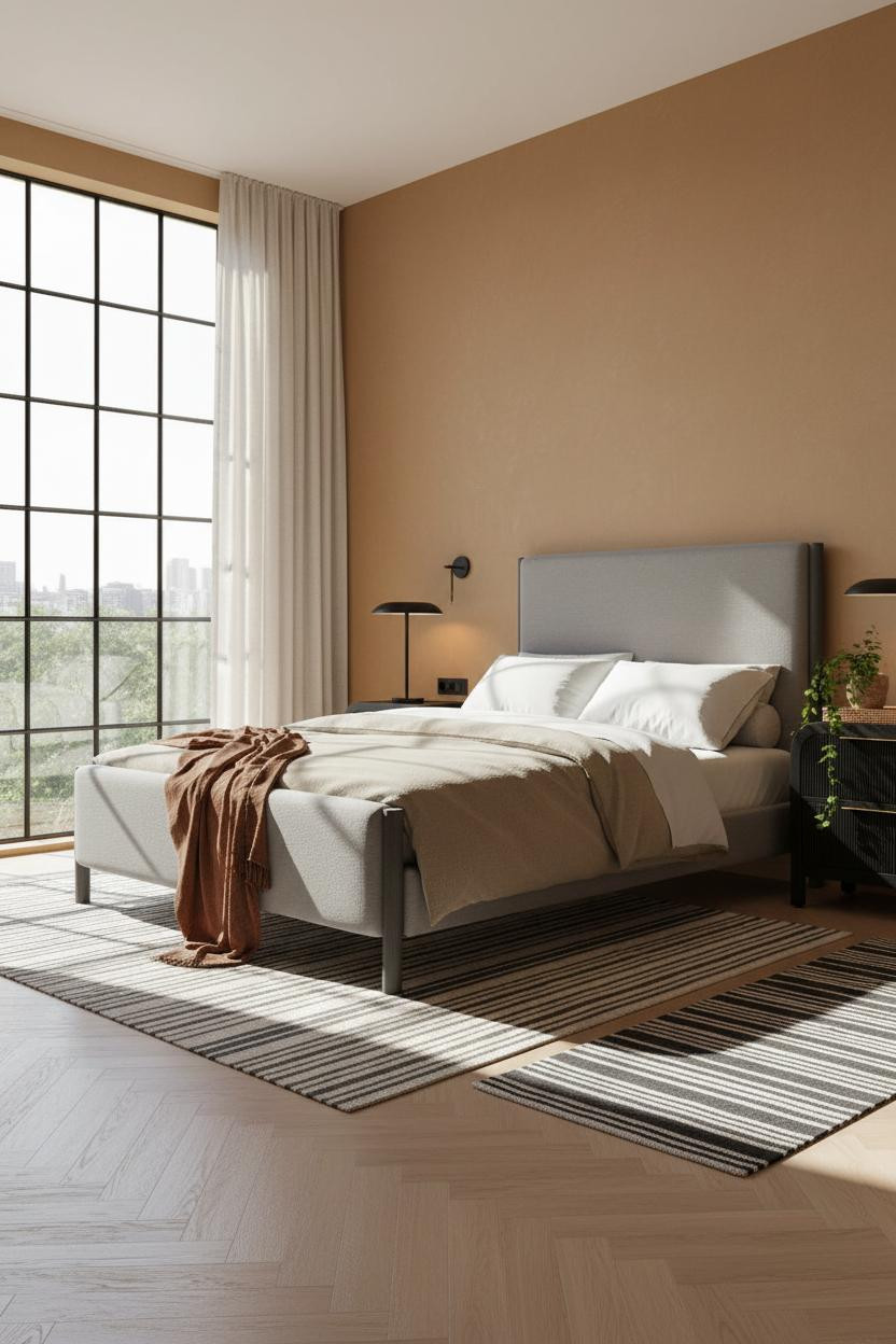 Black Metal Bedframe Bedroom Morning Light