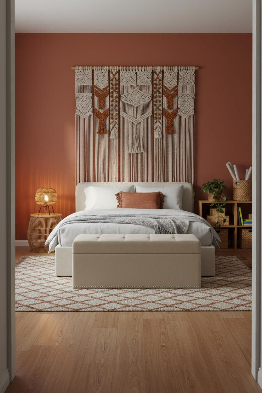 Boho Children's Bedroom Macrame Headwall Design