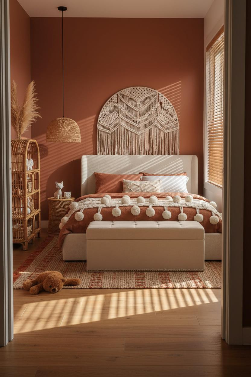 Children's Bedroom Boho Terracotta Macrame Design