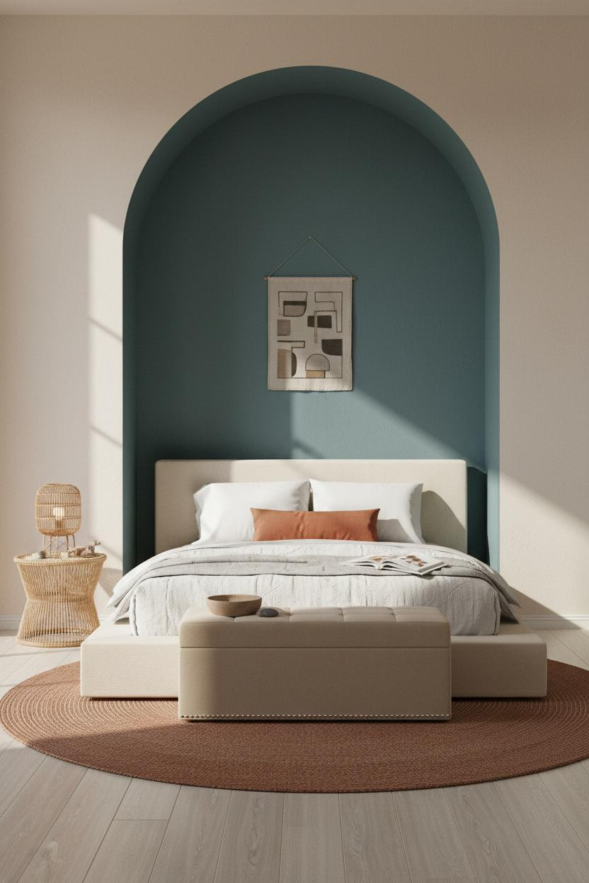 Children's Bedroom Japandi Teal Arch Niche