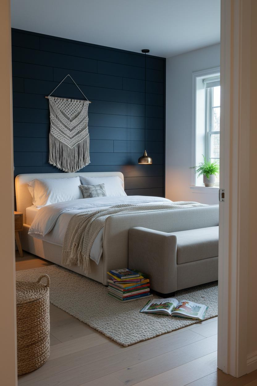 Children's Bedroom Navy Scandi Boho Design