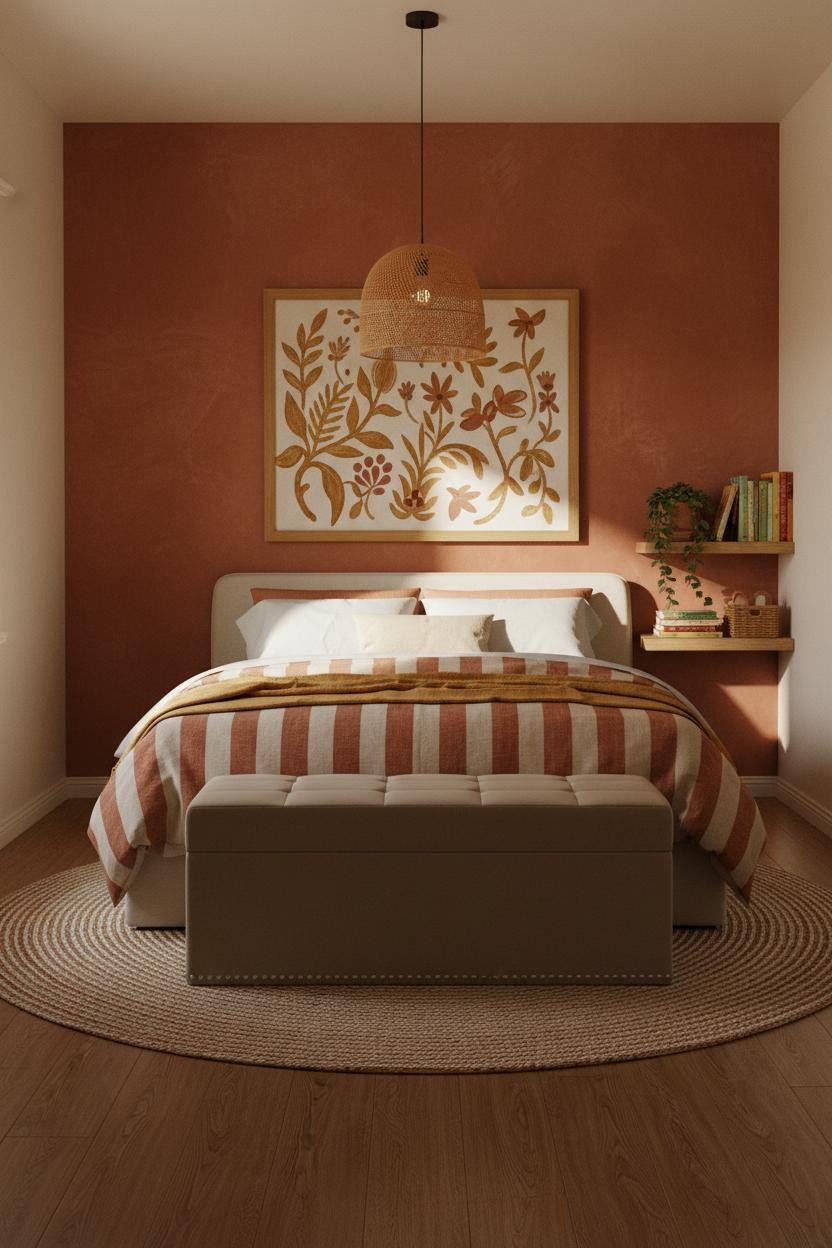 Children's Bedroom Terracotta Accent Wall Limewash Design
