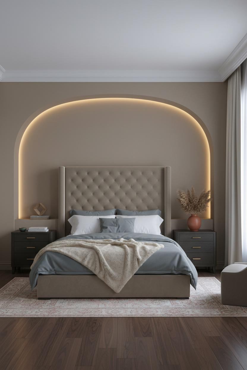 Classy Bedroom Luxury Arched Headboard Design