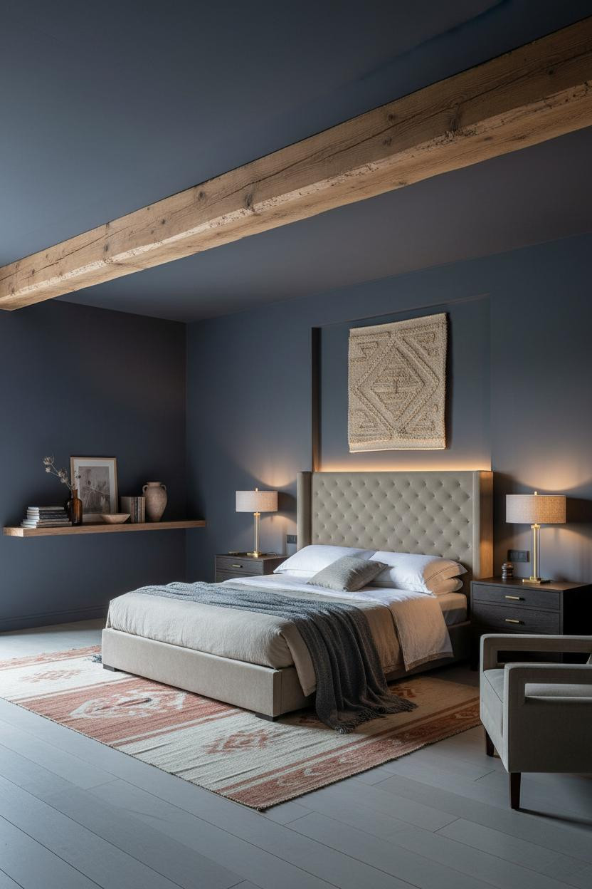 Classy Bedroom Luxury Design Timber Beam