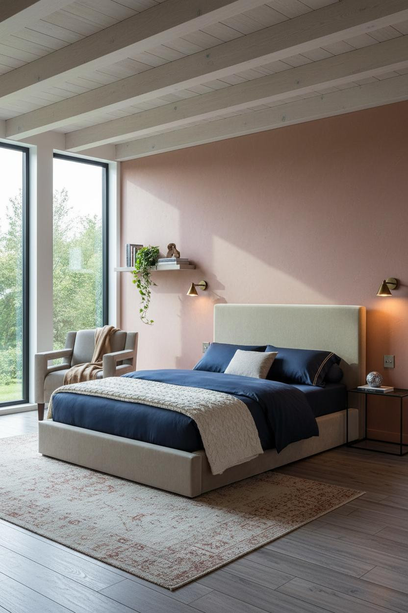 Classy Bedroom Luxury Oak Beams Sconces