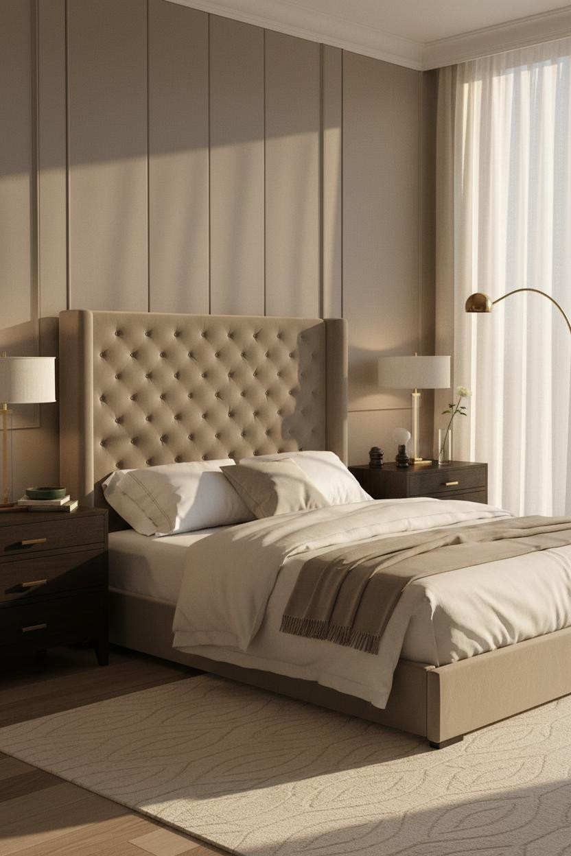 Classy Bedroom Luxury Upholstered Headwall