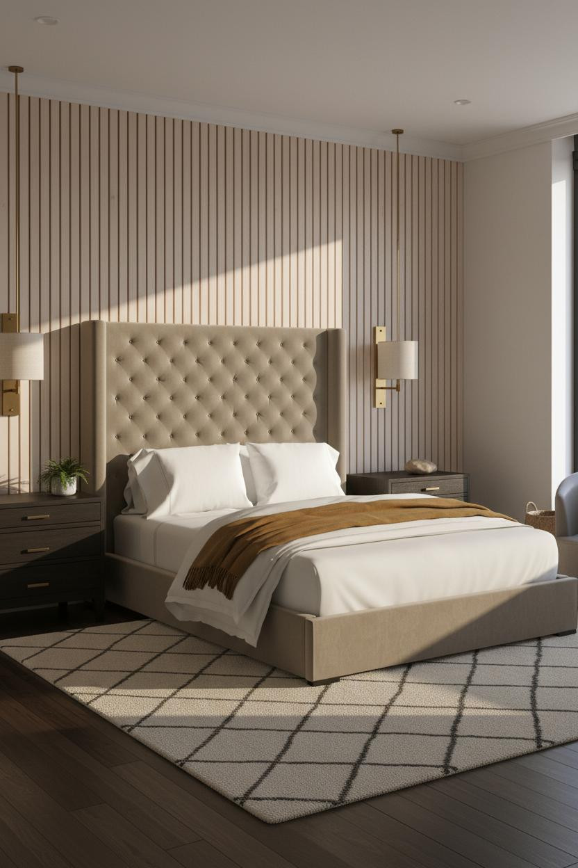 Classy Bedroom Luxury Wood Paneling