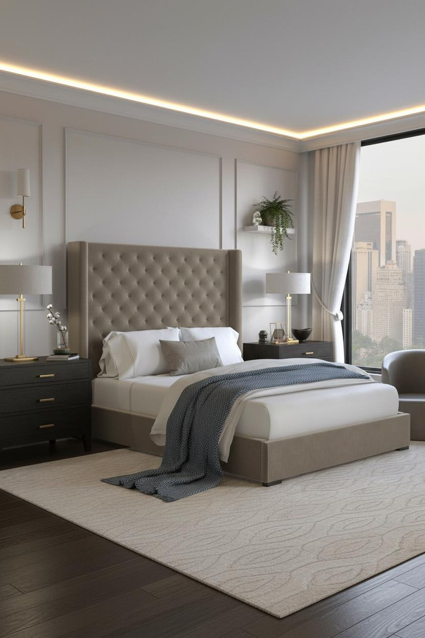 Classy Bedroom Modern Luxury Wainscoting Master