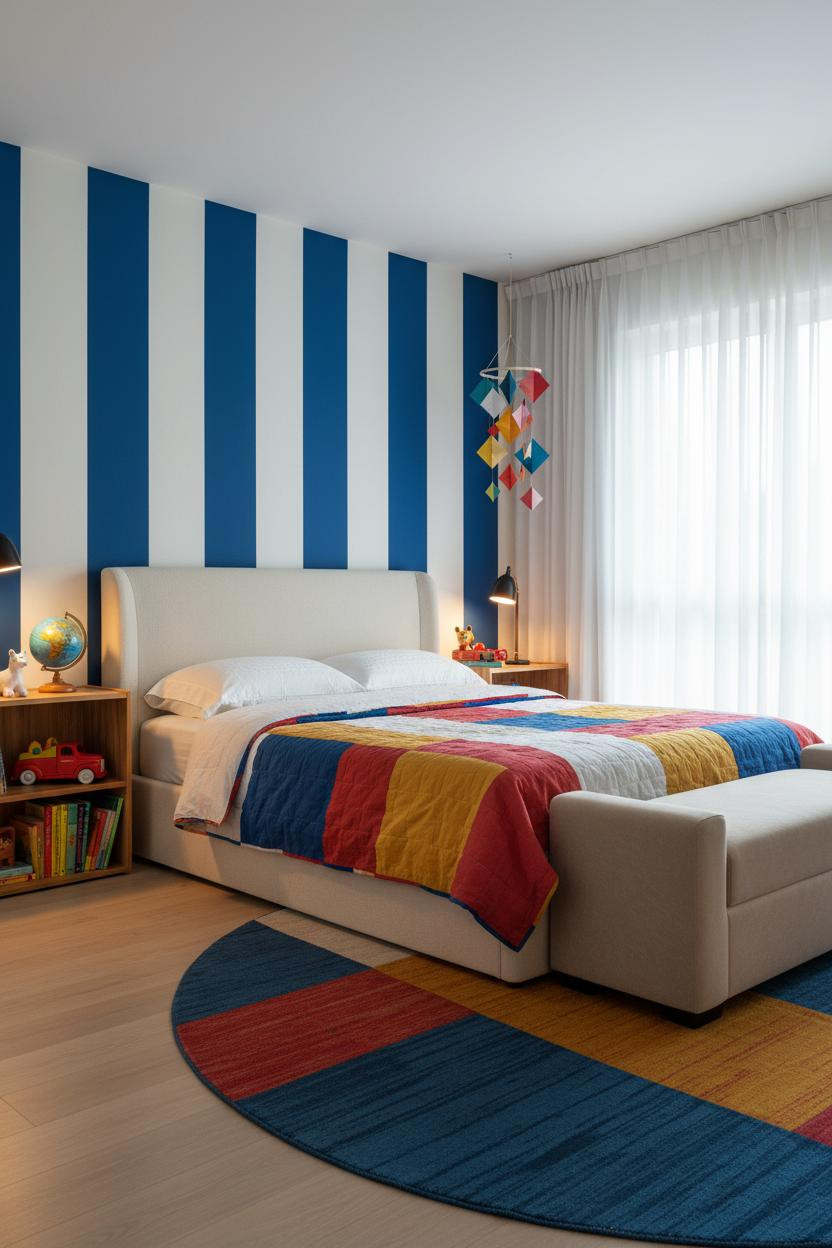 Colorful Kids Room Bold Stripes Bedroom