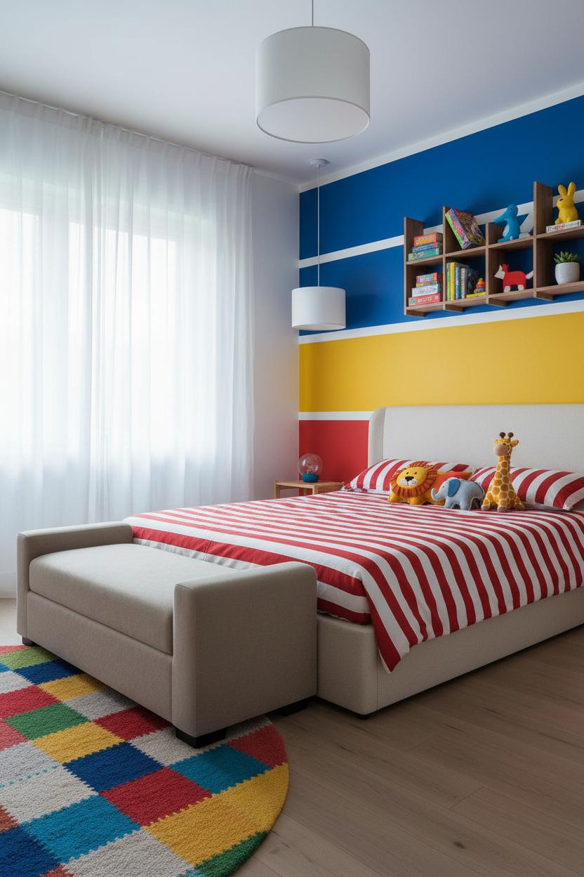 Colorful Kids Room Color Block Accent Wall
