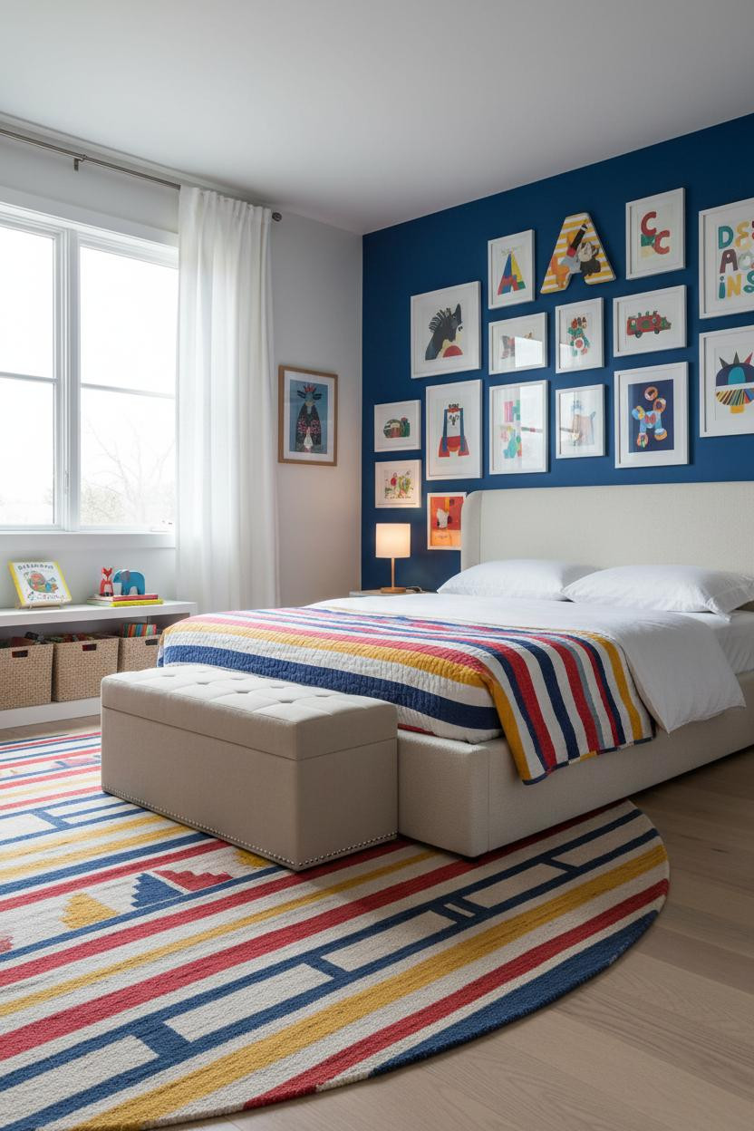 Colorful Kids Room Gallery Wall Blue