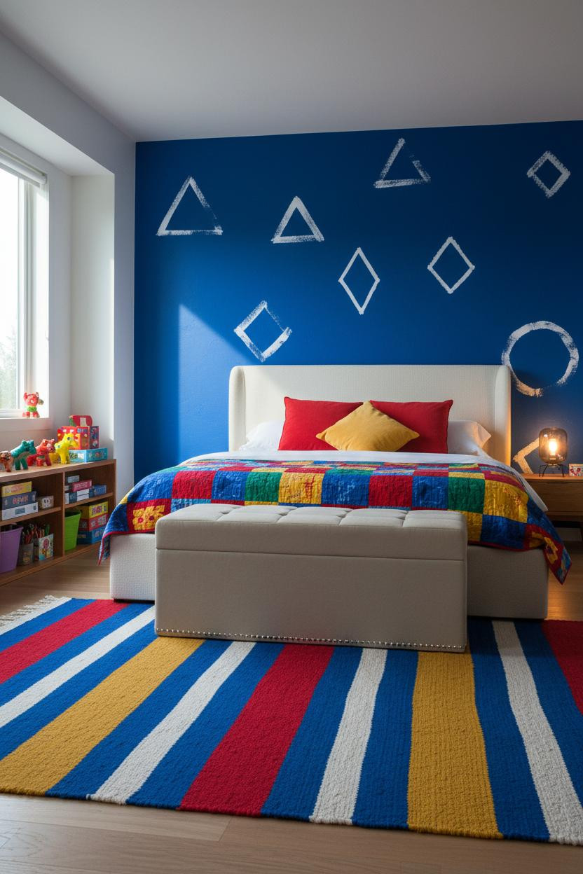 Colorful Kids Room Geometric Accent Wall