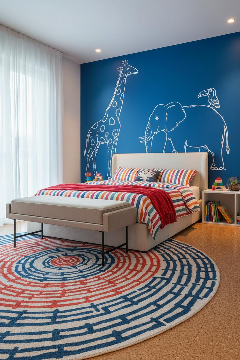 Colorful Kids Room Jungle Animals Mural