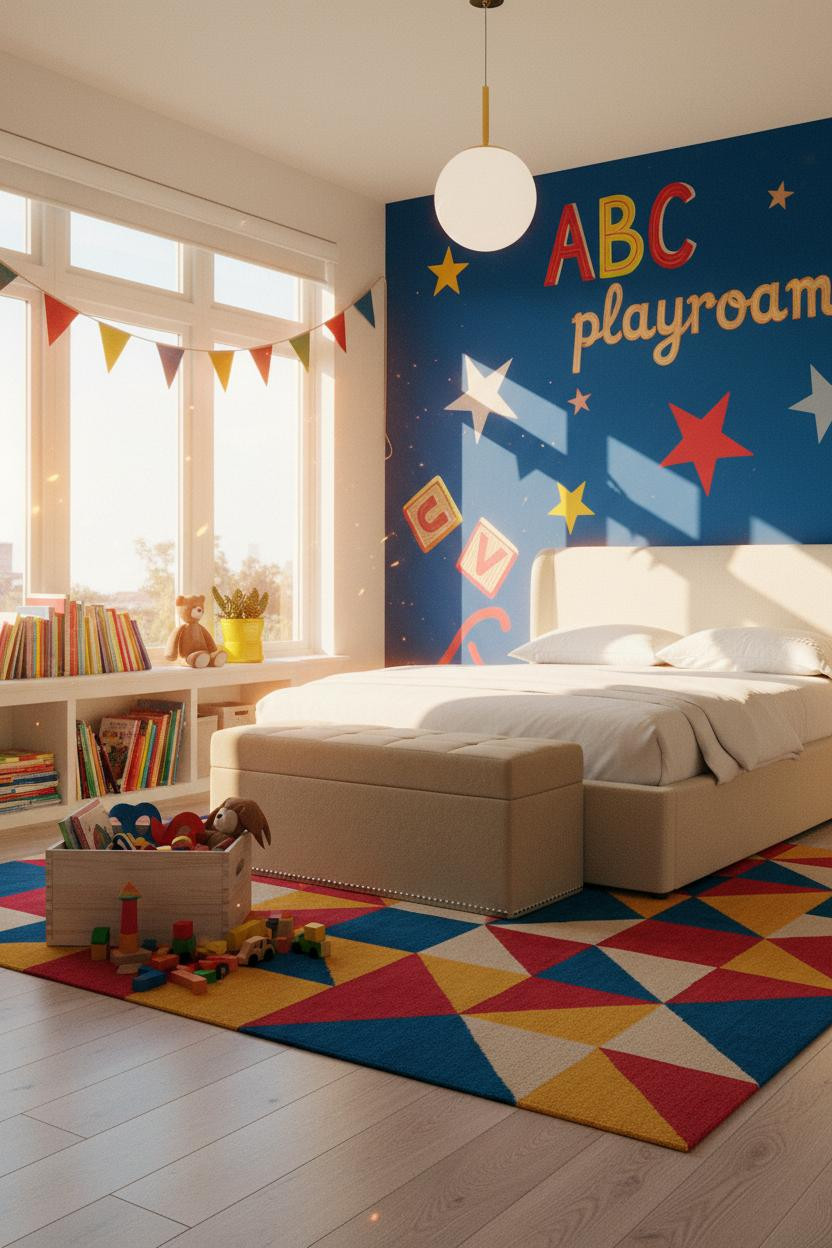 Colorful Kids Room Scandi Mural Design