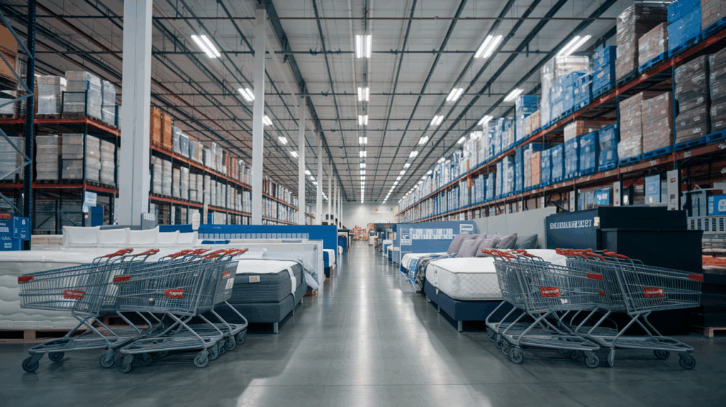 Costco warehouse mattress aisle