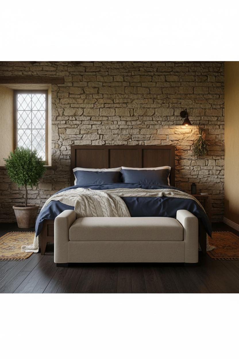 Cottage Bedroom Stone Wall Leaded Windows