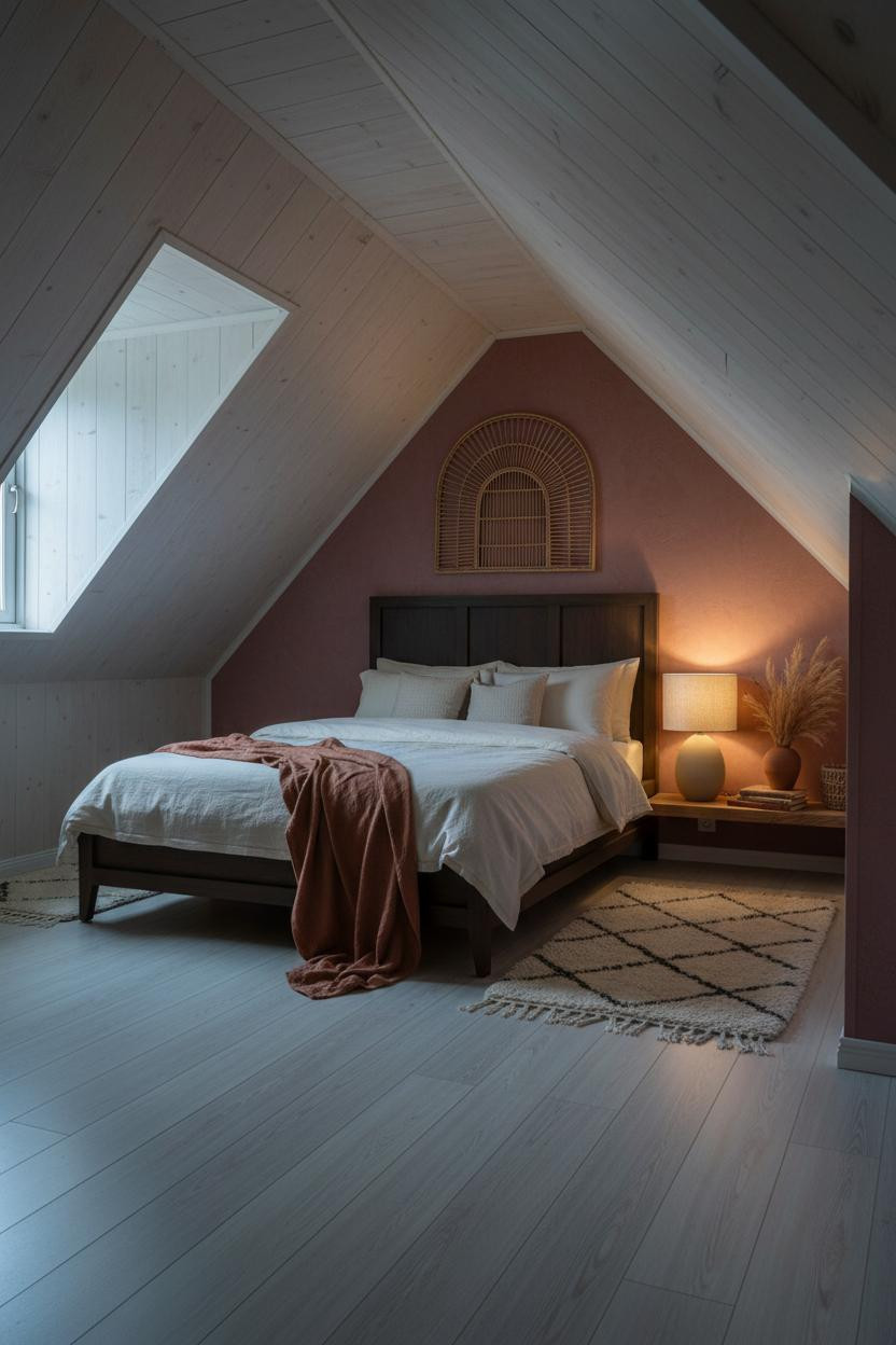 Cozy Attic Bedroom Low Ceiling Japandi