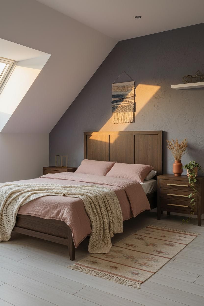 Cozy Attic Bedroom Low Ceiling Japandi