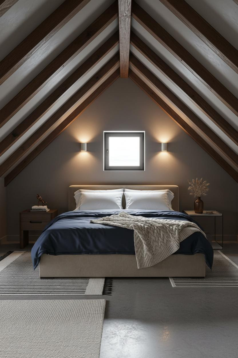 Cozy Attic Bedroom Low Ceiling Nordic