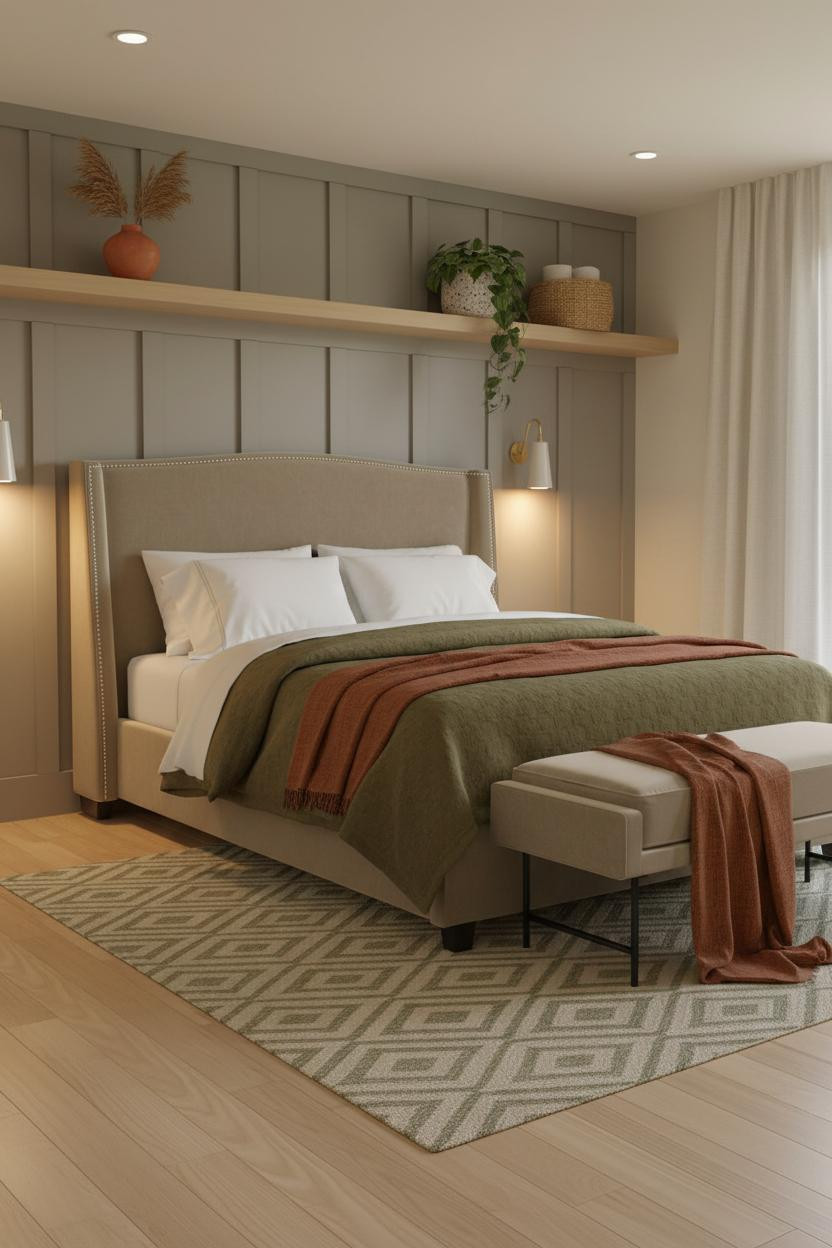 Cozy Basement Bedroom Board Batten Accent Wall