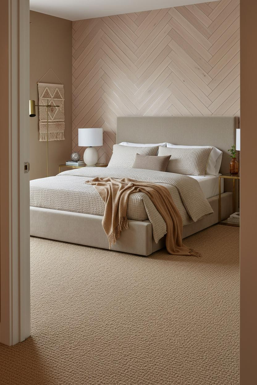 Cozy Bedroom Lighting Warm Lamps Herringbone