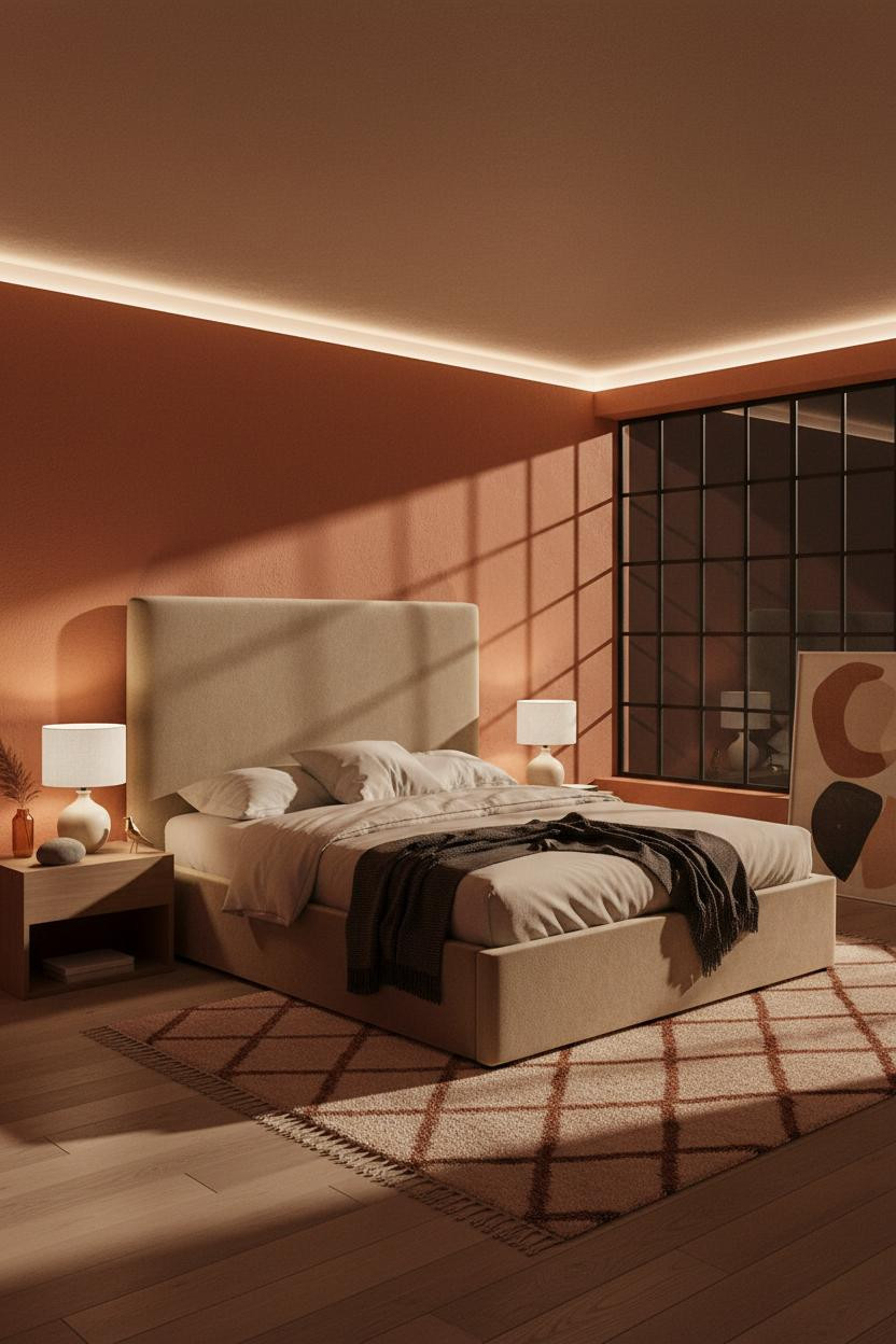 Cozy Bedroom Lighting Warm Lamps Terracotta