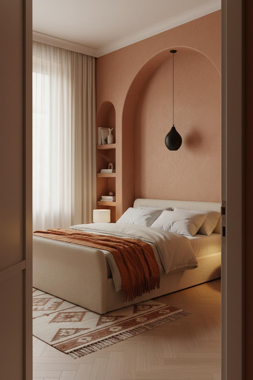 Cozy Bedroom Small Room Arched Niche