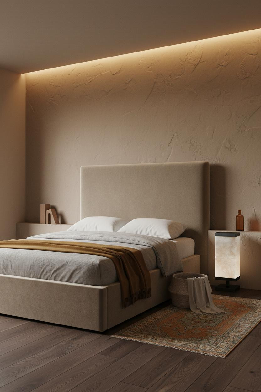 Cozy Bedroom Small Rooms Rustic Plaster