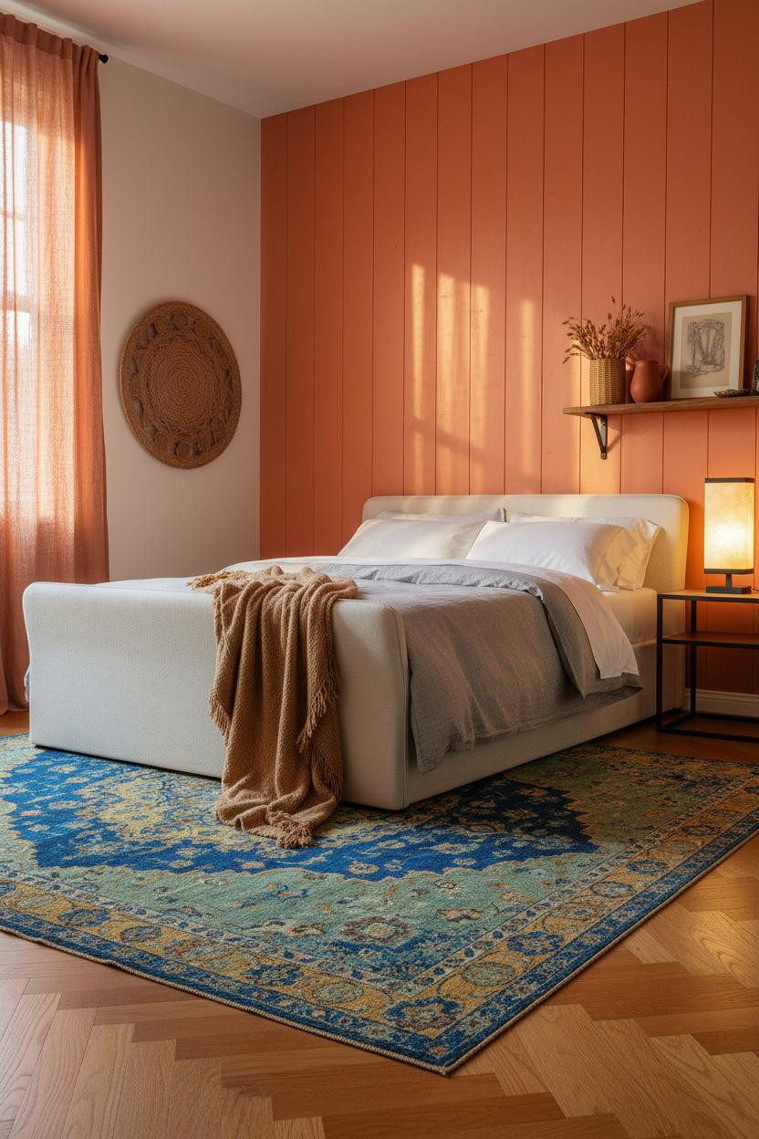 Cozy Colorful Bedroom Jewel Tones Shiplap