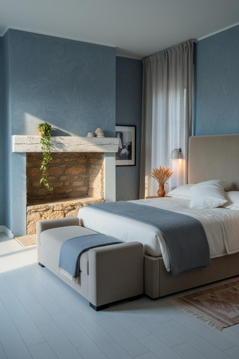 Cozy Cottage Bedroom Tuscan Whitewashed Beam