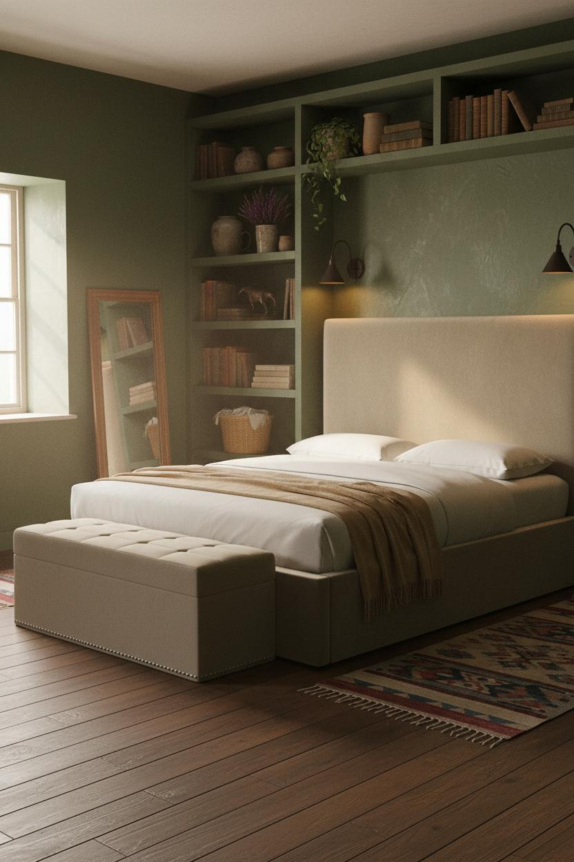 Cozy Cottage Bedroom Vintage Bookshelves